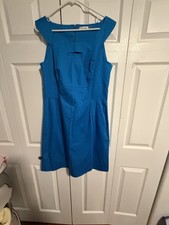 Calvin Klein Women's Blue Sleeveless Sheath Size 12 Cotton Dress
