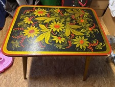 Russische Malerei Khokhloma Kindertisch Vintage Sowjetischer Holztisch UdSSR
