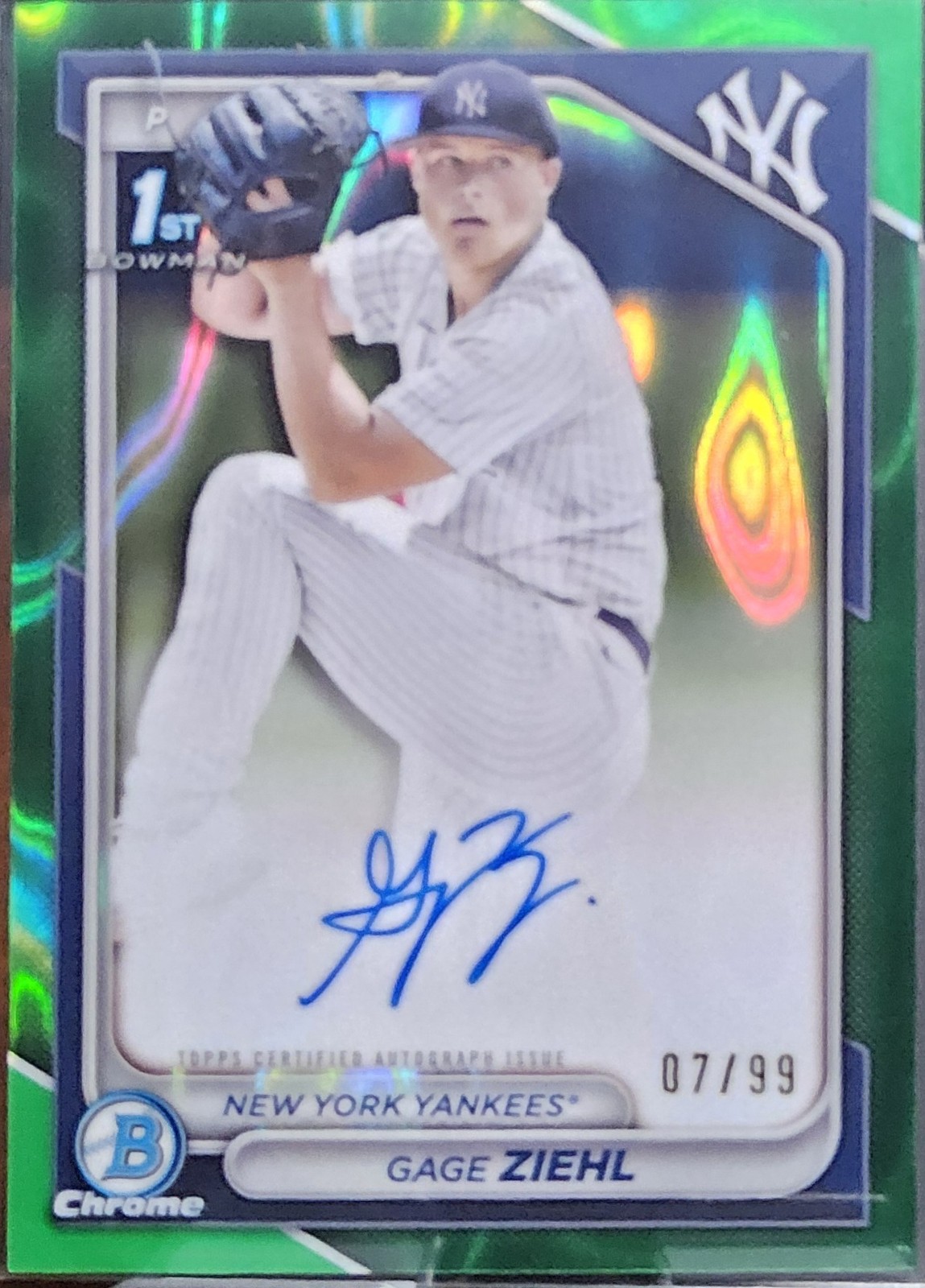 2024 Bowman Draft #CPA-GZ Gage Ziehl Chrome Prospect Auto Green Refractor #/99