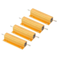 100W 2K Ohm Aluminum Shell Resistor, 4 Pack Aluminum Housing Resistor, Golden