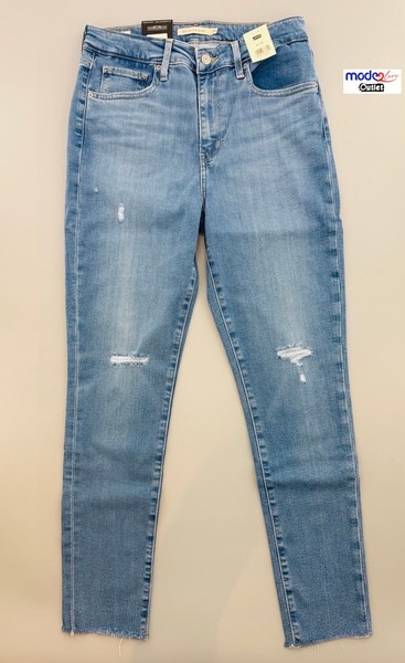 Levi's 721 High Rise Skinny Damen Jeans Blau Ripped W27 L28 GR204-27-image