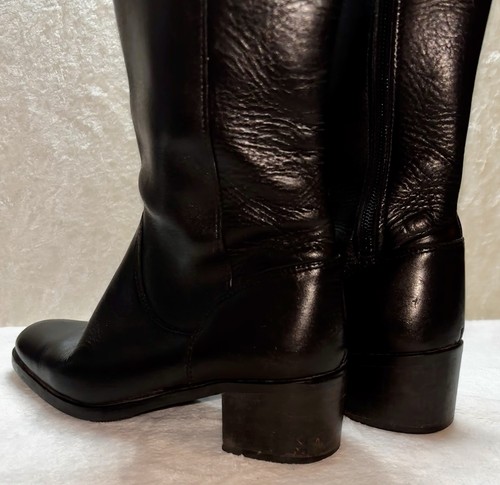 Clarks Boots Black Knee High Size 4 37 Riding Boots Zip up Low Heel - Picture 4 of 11