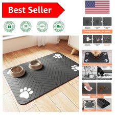 20"x12" Absorbent Pet Feeding Mat for Dogs  Cats - Stylish Dark Gray Design