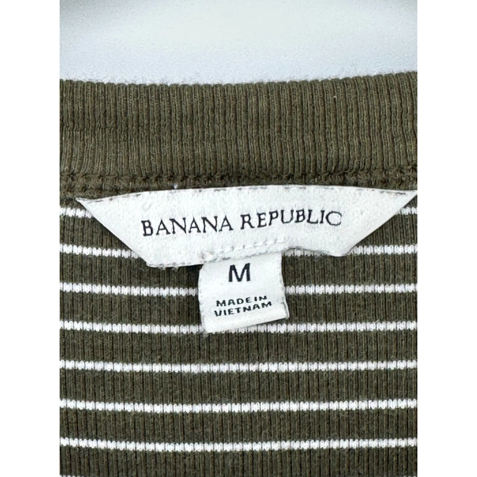 Camiseta sin mangas Banana Republic verde blanca a rayas sin mangas playa informal elástica M Foto 3 de 4