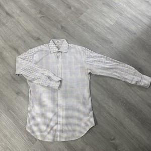 peter millar nanoluxe dress shirt Peter Millar Nanoluxe L/S Button Down Shirt Size 17.5 XLong Pastel Check EUC