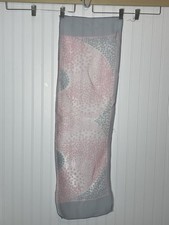 VTG Scarf Wrap Polyester Polka Dot 12" X 42" Long Rectangle Pink Gray