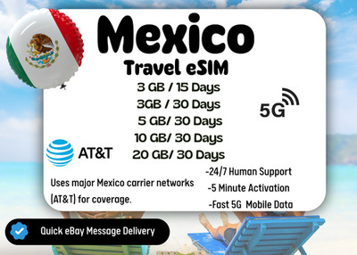 [eSIM] Mexico Travel eSIM Card,3-20GB,15-30Days,Fast Delivery,QR code,Easy Setup