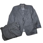 Hart Schaffner Marx Wool Suit Mens 44S 44 2 Piece Pants 38 Gray Pinstripe NEW