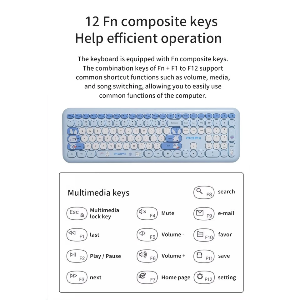 Mofii Wireless Keyboard And Mouse Set 110-Key Full Size -Slim 2.4GHz 1200 - Image 4 of 4