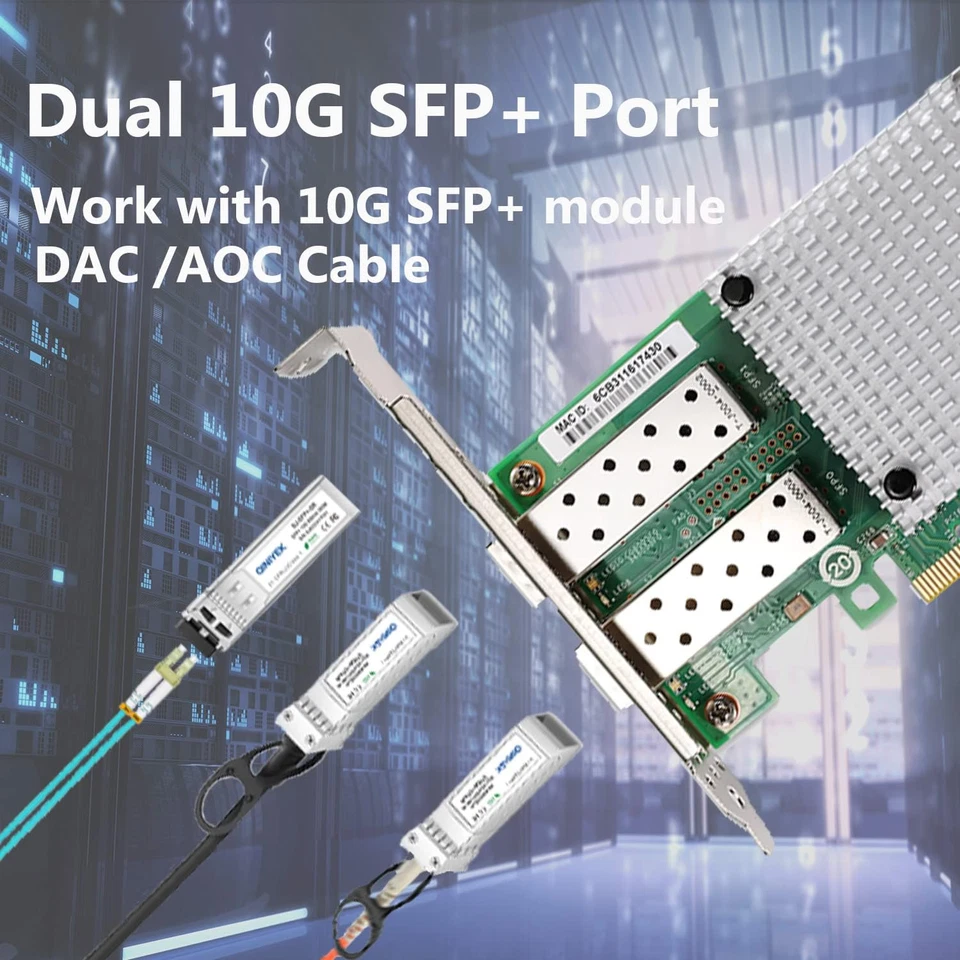 Scheda Di Rete PCI-E X8 Da 10 GB, Con Controller Ethernet Intel X710-BM2, Doppia - Immagine 2 di 4