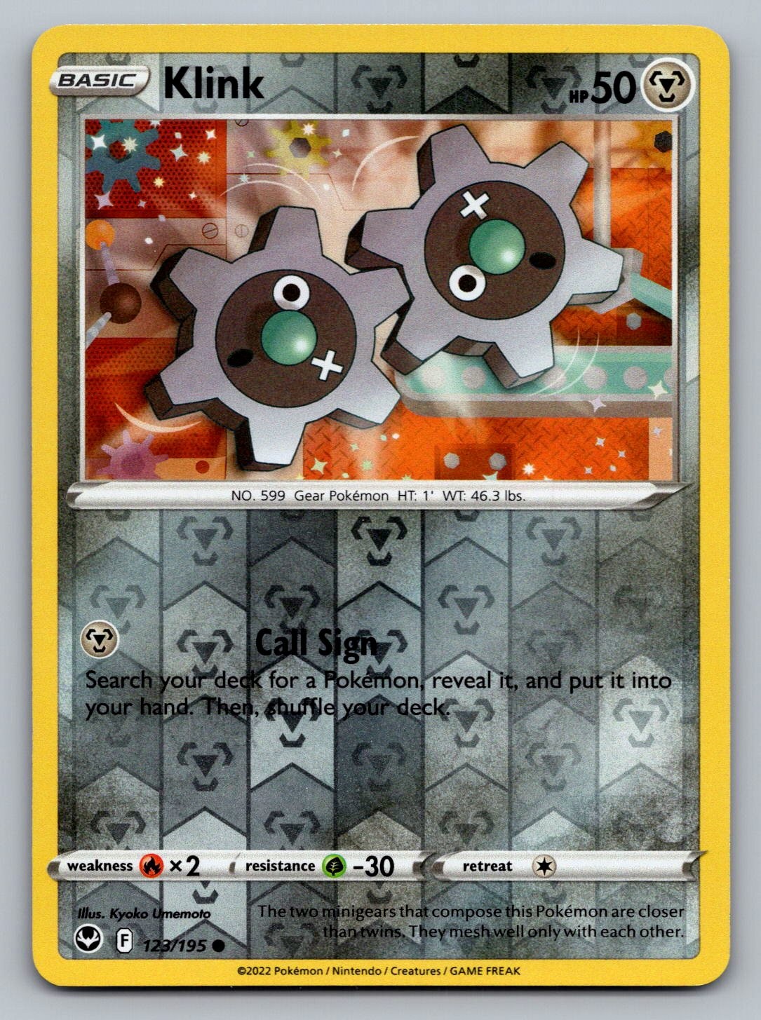 Pokemon TCG SWSH12: Silver Tempest Klink 123/195 Reverse Holo