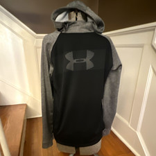 Under Armour ColdGear Men's Fitted Pullover Fleece Hoodie Pockets L Black Gray