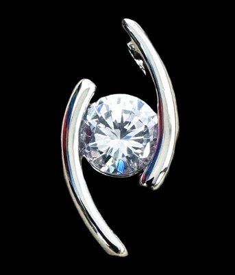 Lia Sophia  Star Light  Silver Tone w/Cubic Zirconia 8.6ct Center Pendant Slide