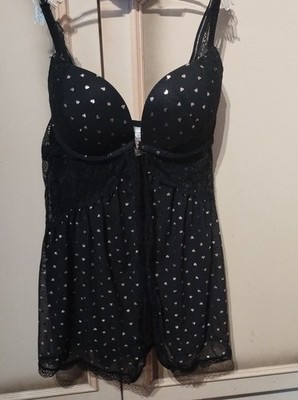 Babydoll Negligé Push Up mit Herzchen und Spitze  80A Mister*Lady