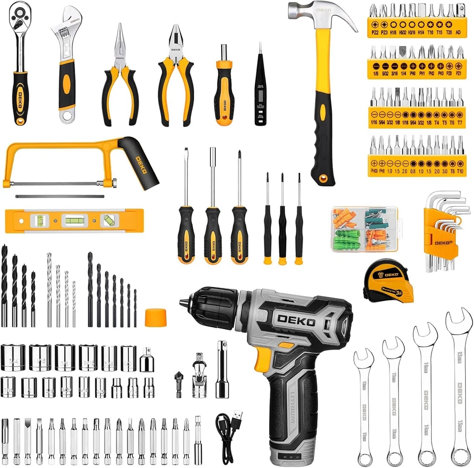 Cassetta Attrezzi Completa con Trapano Avvitatore Batteria 12V, 238 Pezzi Valige - Immagine 3 di 4