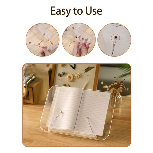 (R23) Soporte para libros de escritorio soporte de lectura acrílico soporte para libros transparente para cocinar TDW - Imagen 4 de 12