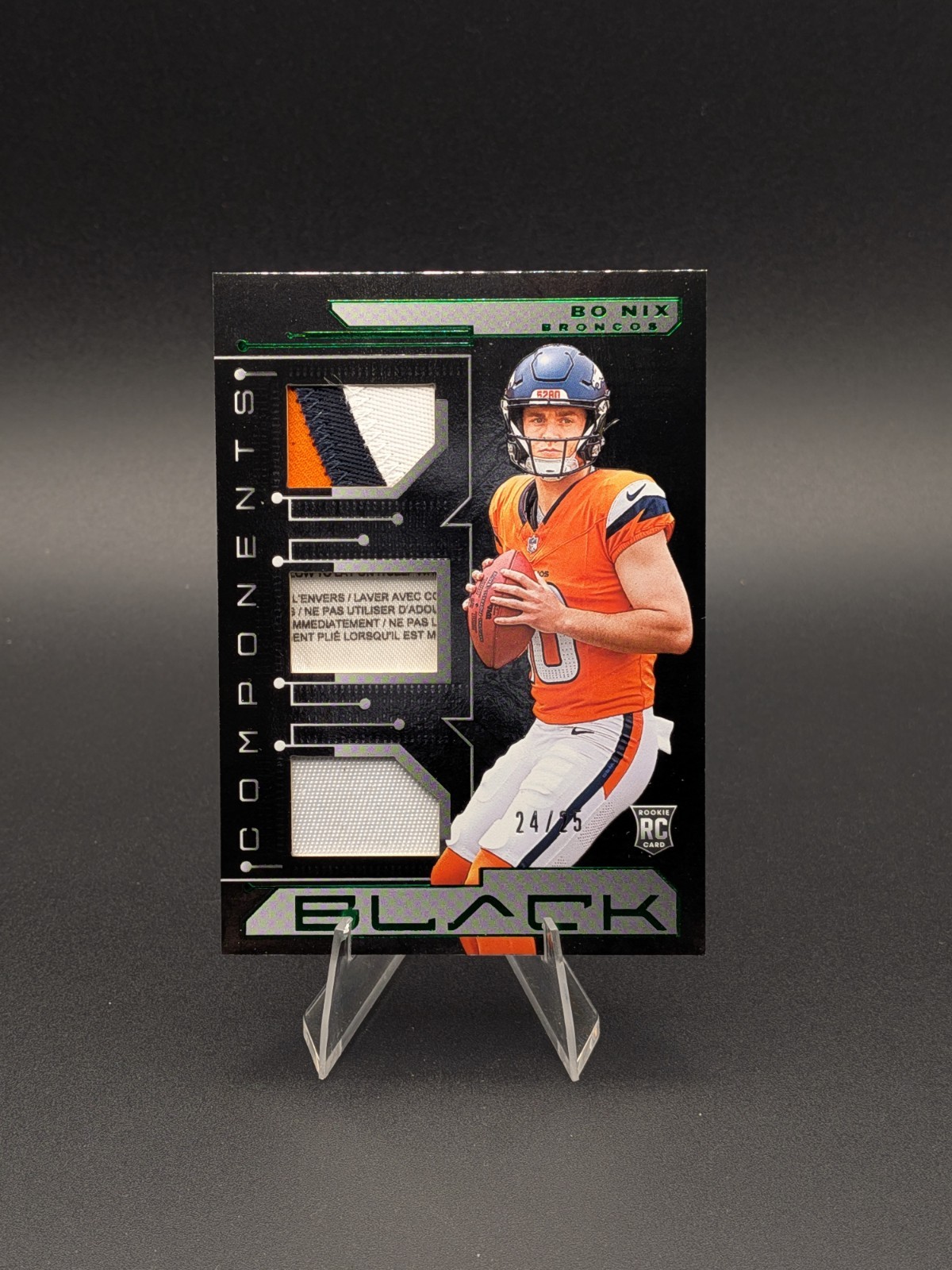 Bo Nix Panini Black Components Relics #CO6 Emerald