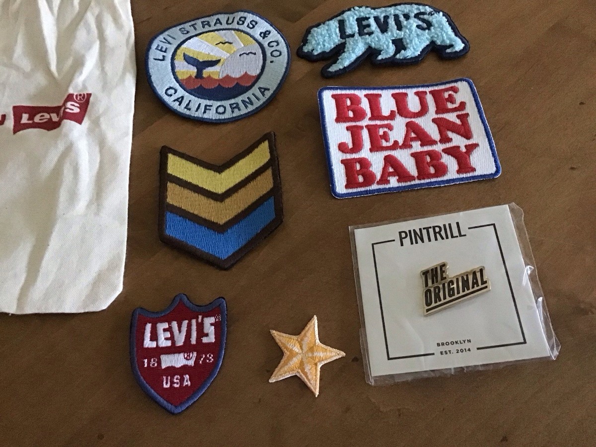 LEVI'S Patches - NEW - Rare Find - Blue Flag + Rainbow Logo + Pin