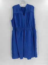NWT London Times Woman Blue Stripe Sleeveless Dress Plus Size 3X