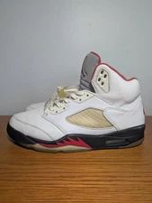 Size 10 - Jordan 5 Retro Mid Fire Red DA1911-102 Pre Owned Beaters Men's No Box 
