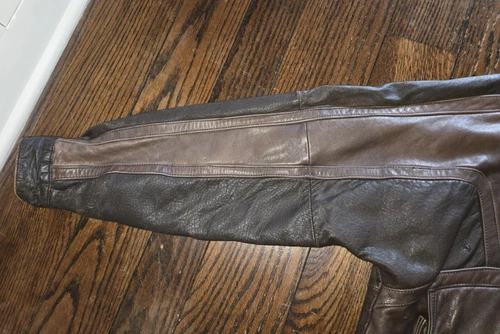 Vtg Aeropostale Compagnie Generale Leather Bomber Jacket Size 46 1980s 90s image 5