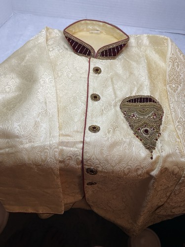 Mens Sherwani Asian Wedding Shervani Suit Groom - Picture 2 of 6