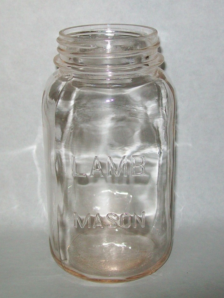 Vintage LAMB MASON Clear Rose Quart Canning Jar No. 13 embossed on