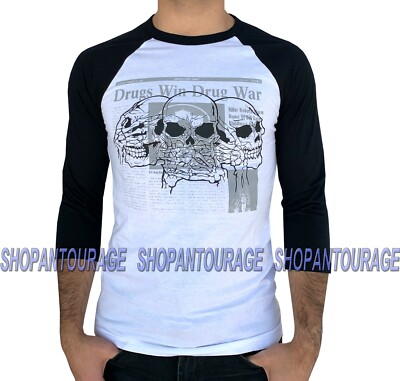 Red Monkey Skulls RMT-02 New 3/4 Sleeve Graphic Fashion T-shirt Top For Men