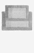 Bath Rug Set. Hotel Border Design. Essential Spa. 2 Piece Gray