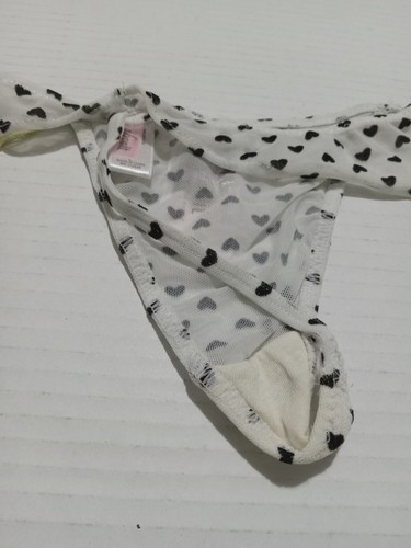 Damen Tangas Höschen Unterwäsche Größe L 3 Stück Farbe weiß und schwarz mit Herzen - Bild 6 von 6