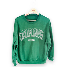 Ladies Green California Print Sweatshirt Jumper Lounge Top Size 10