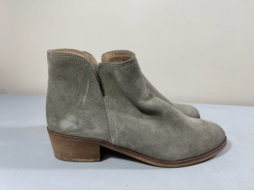 TAN SUEDE SIDE ZIP ANKLE BOOTS SIZE 