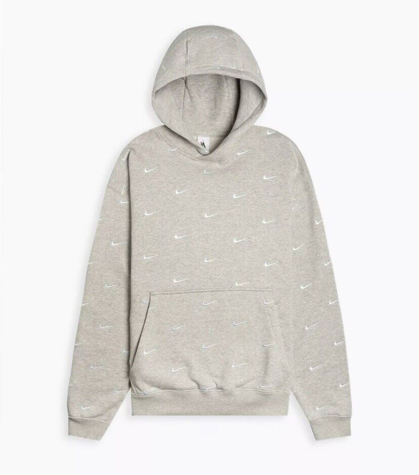 NIKE NIKELAB NRG EMBOSSED SWOOSH LOGO HOODIE GREY HEATHER NIKE NIKELAB NRG EMBOSSED SWOOSH LOGO HOODIE GREY HEATHER
