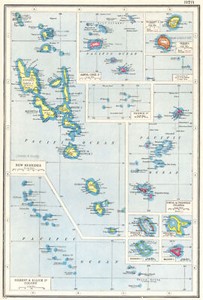 BRITISH PACIFIC ISLANDS. New Hebrides Gilbert Ellice Tonga Christmas 1920 map