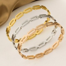 Chain Design Bangle Stainless Steel Gold plated Tarnish-free 1-Pcs Bracelet (70)