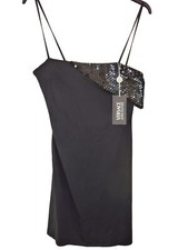 VERSACE Jeans Couture Black Dress, size 14, BNWT, Sequins at top, Stunning Dress