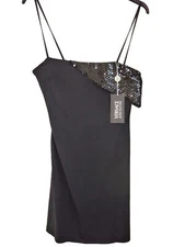 VERSACE Jeans Couture Black Dress, size 14, BNWT, Sequins at top, Stunning Dress