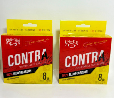 2pcs Strike King CONTRA 8LB 200YDS 100% Fluorocarbon CLEAR Fishing Line