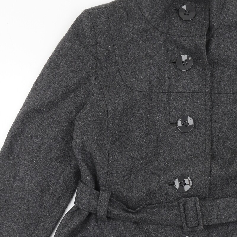 Wallis Womens Grey Pea Coat Size 14 Button eBay