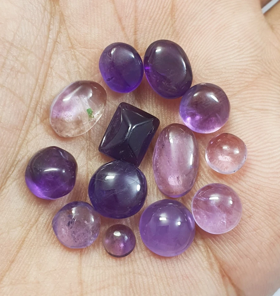 Lotto cabochon mix ametista viola naturale 31,50 ct gemme sfuse qualità AAA 1... - Immagine 3 di 4