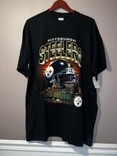 VINTAGE DEADSTOCK 1990's PITTSBURGH STEELERS HELMET CITY SHIRT XL