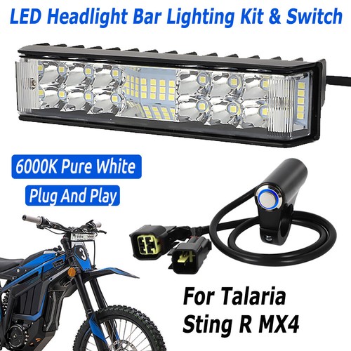 LED Headlight Bar with Blue Light Switch For Talaria Sting R MX4 Plug and Play - Picture 1 of 15