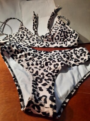 NEW ! Blooming Jelly Two Piece Bikini Set Push Up Bra Leopard Bathing Size S