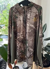 RealTree Shirt XXL Brown Pullover 1/4 Zip Performance Camo Hunting Outdoor
