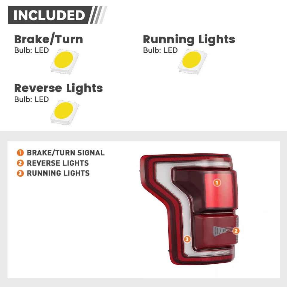 For 2017-2019 Ford F-150 LED Tail Light w/ Blind Spot Smoke Red lens Left Side Foto 2 de 4