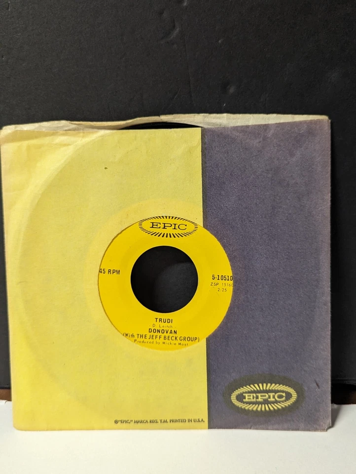 Donovan with The Jeff Beck Group BARABAJAGAL / TRUDI 45 7” Vinyl Record Epic - Image 4 of 4
