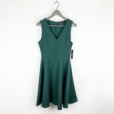 LuLus Hello World Midi Dress Size Medium Dark Green Fit And Flare