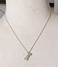 Sterling Silver FAS & Rhinestone Dog Bone Pendant & Chain Necklace 18" (F-012)