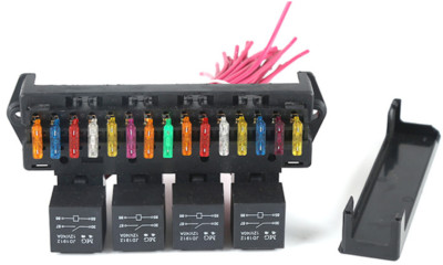 12V Automotive 15-Way Blade Fuse Box Multi-Circuit With 4 40A Relays