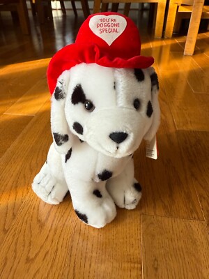 Pre Owned Rus Luv-Pet Plush Dalmation Toy w/Firemans Hat